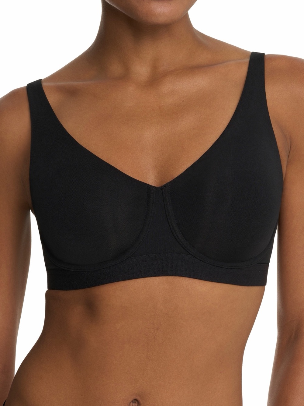 Natori Black Full Coverage Bra with Wide Convertible Straps